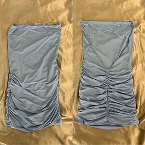 WORN-ONCE Cross-Back Satin Mini Dress in Blue Size S